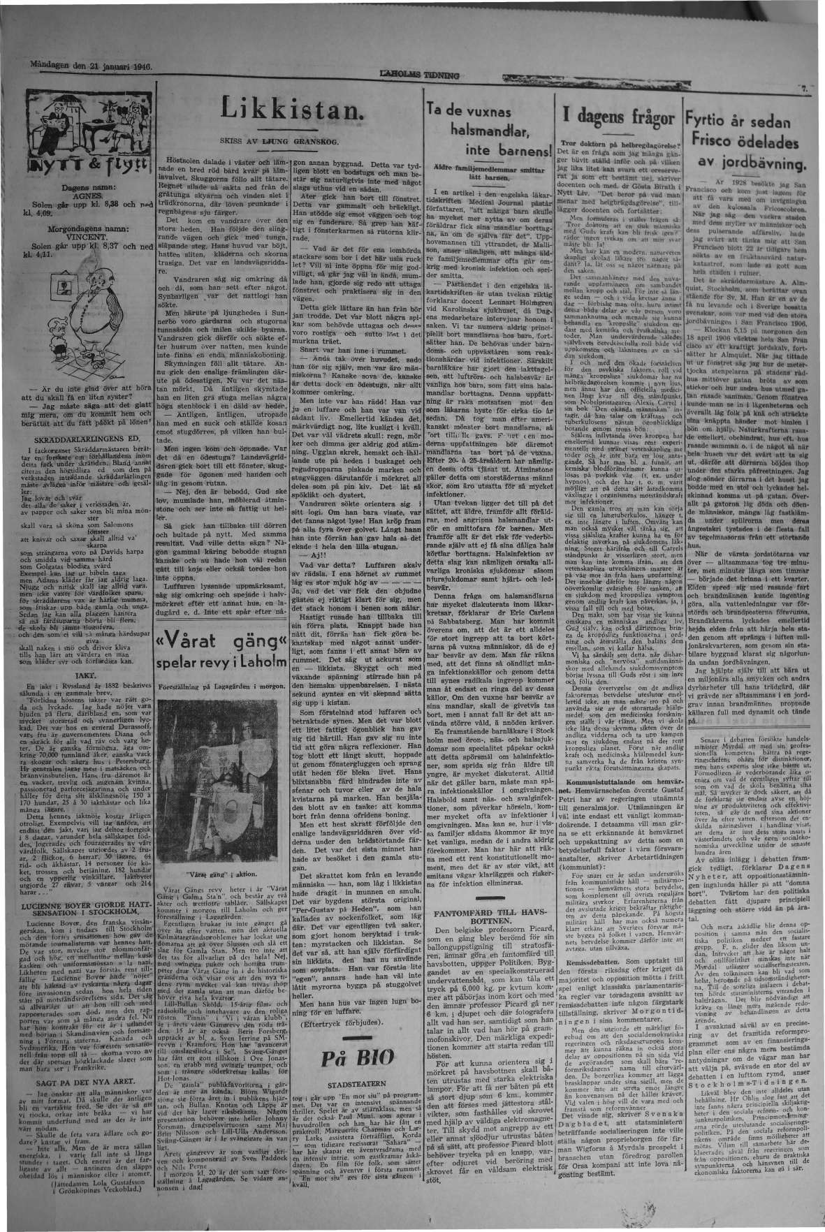 Laholms Tidning Måndag 21 januari 1946, sida 5