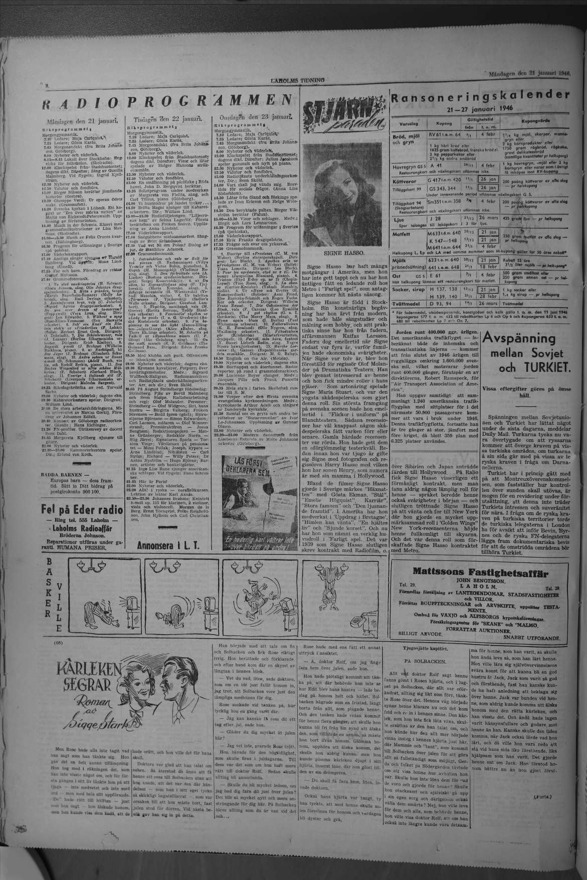 Laholms Tidning Måndag 21 januari 1946, sida 6