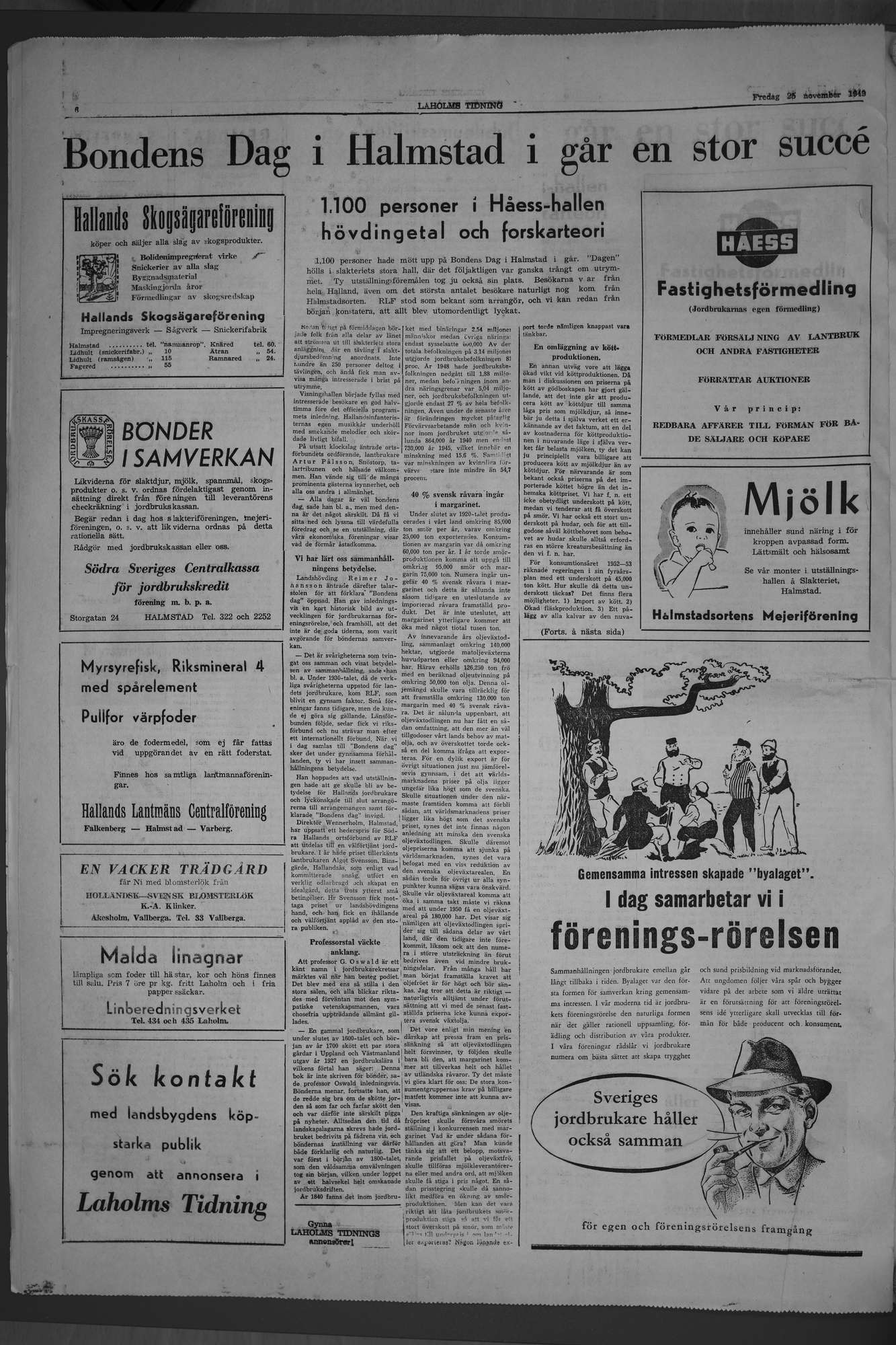Laholms Tidning Fredag 25 november 1949, sida 6