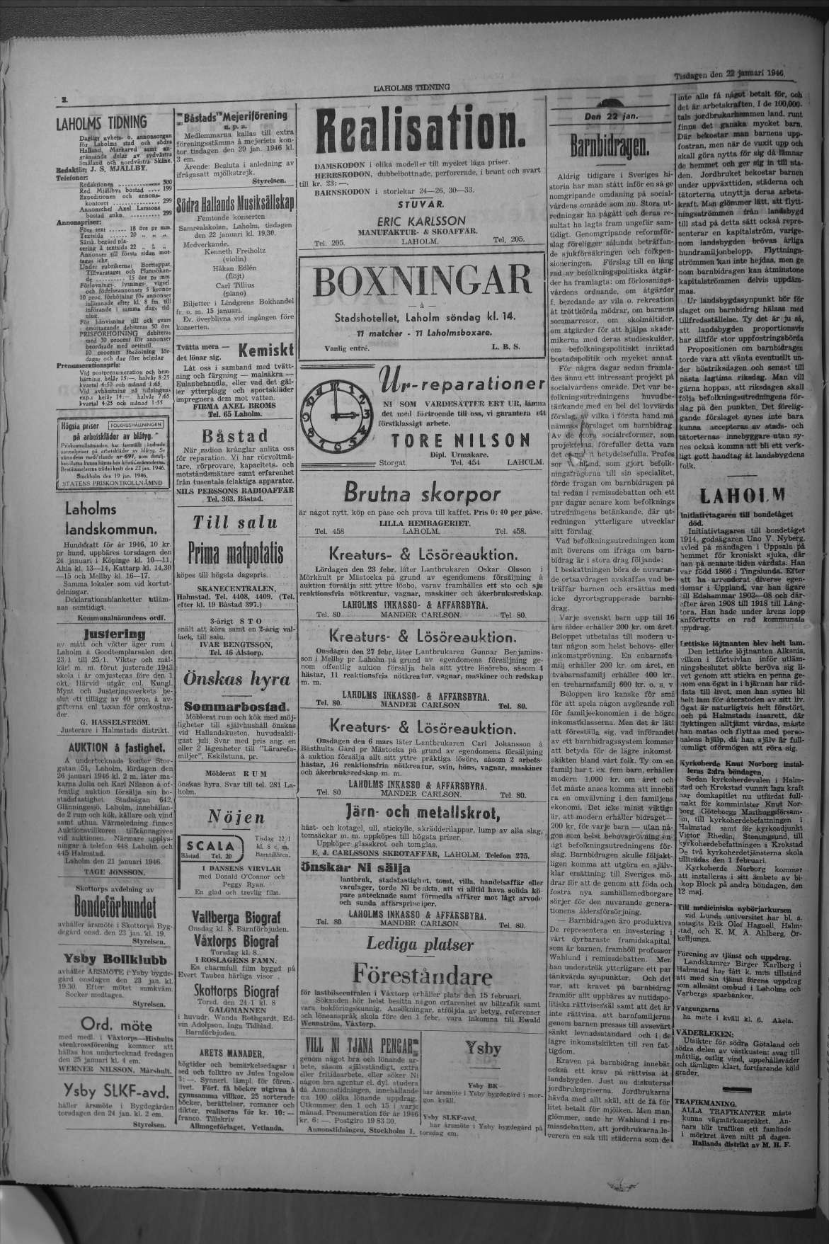 Laholms Tidning Tisdag 22 januari 1946, sida 2