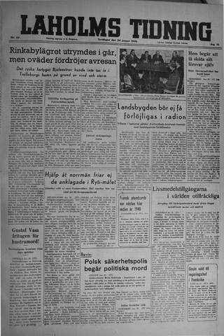 Förstasidan, Torsdag 24 januari 1946
