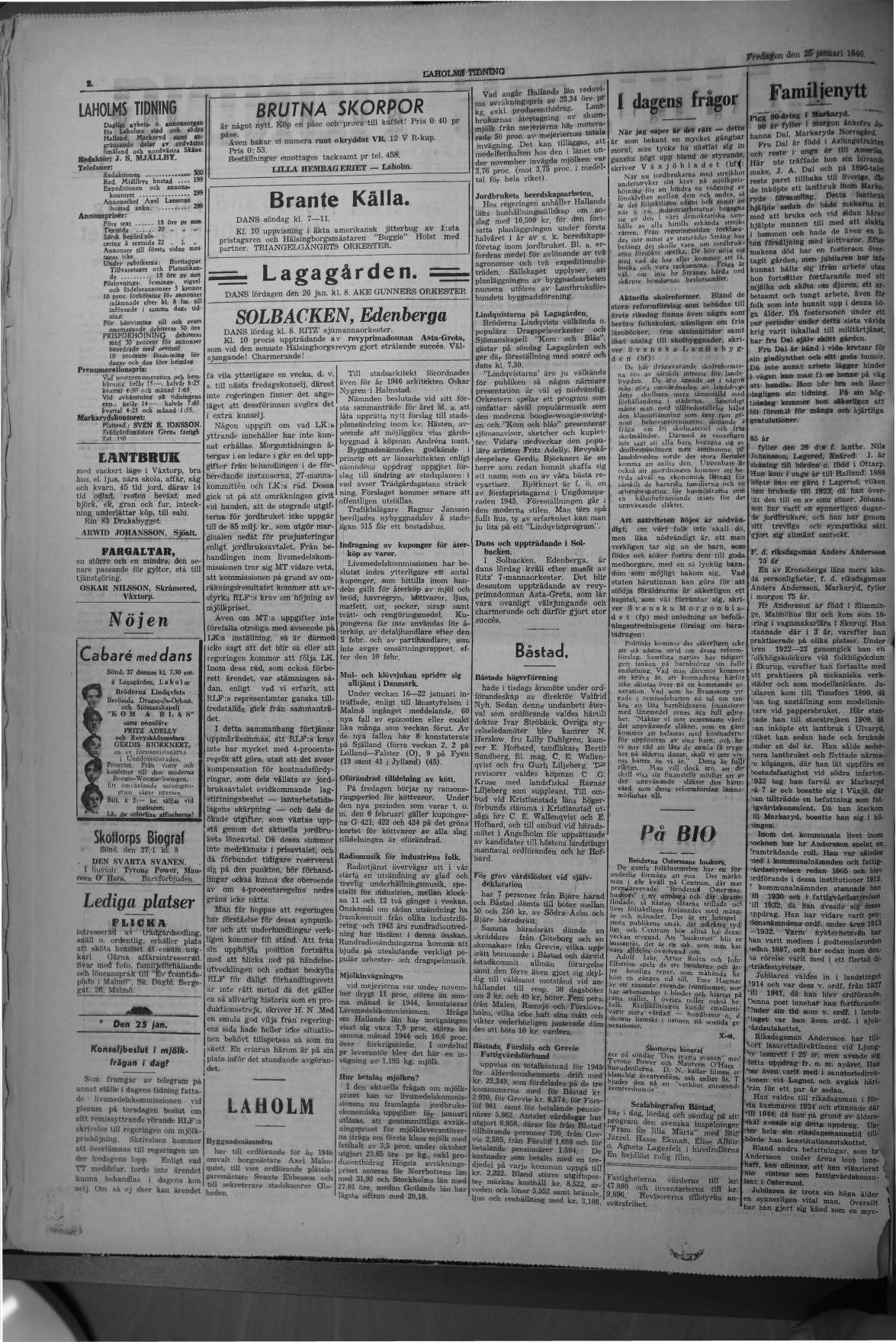 Laholms Tidning Fredag 25 januari 1946, sida 2
