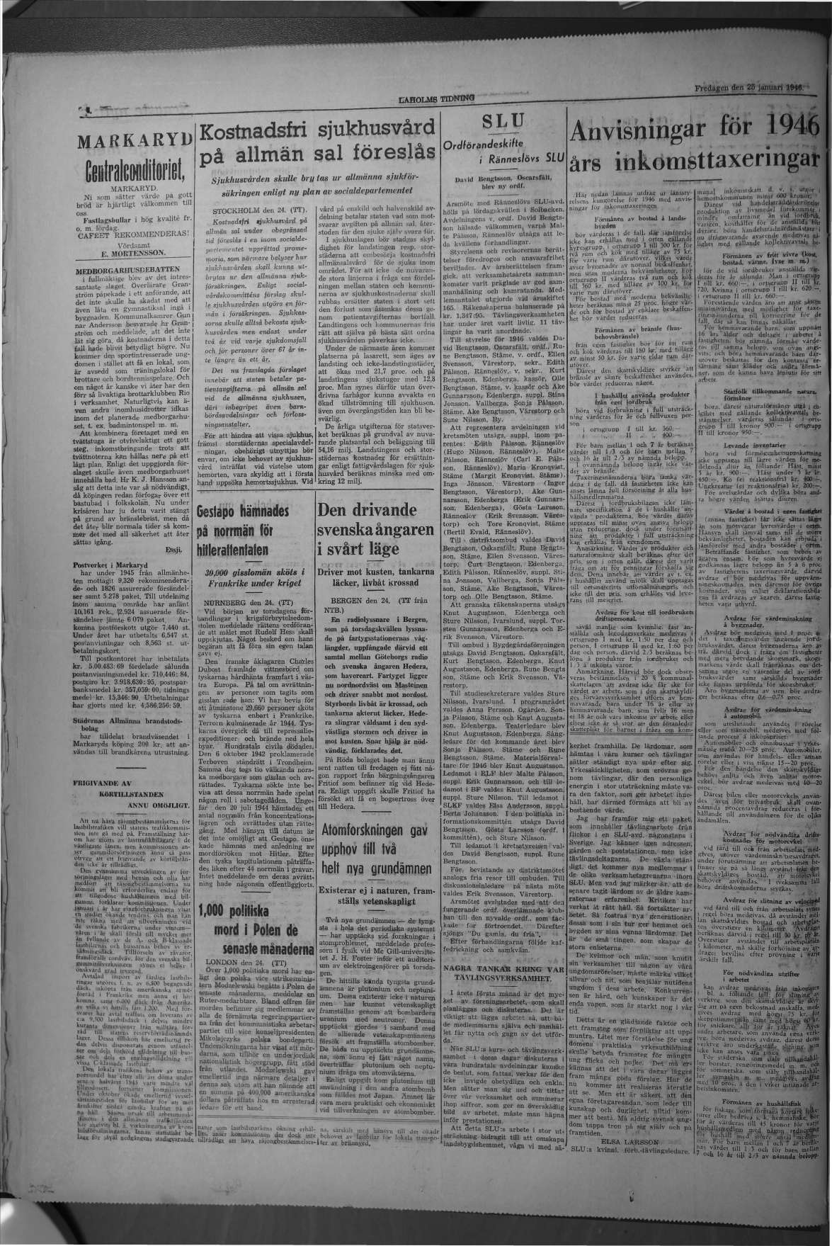 Laholms Tidning Fredag 25 januari 1946, sida 4