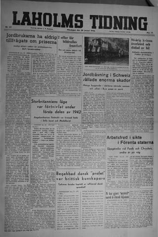 Förstasidan, Måndag 28 januari 1946