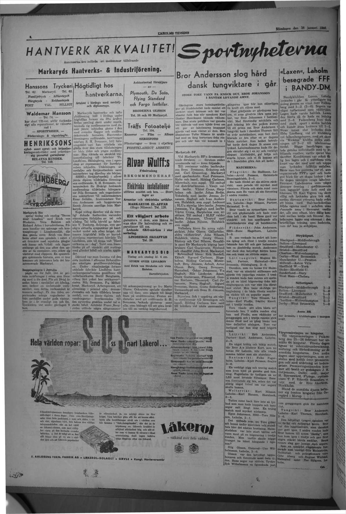 Laholms Tidning Måndag 28 januari 1946, sida 4