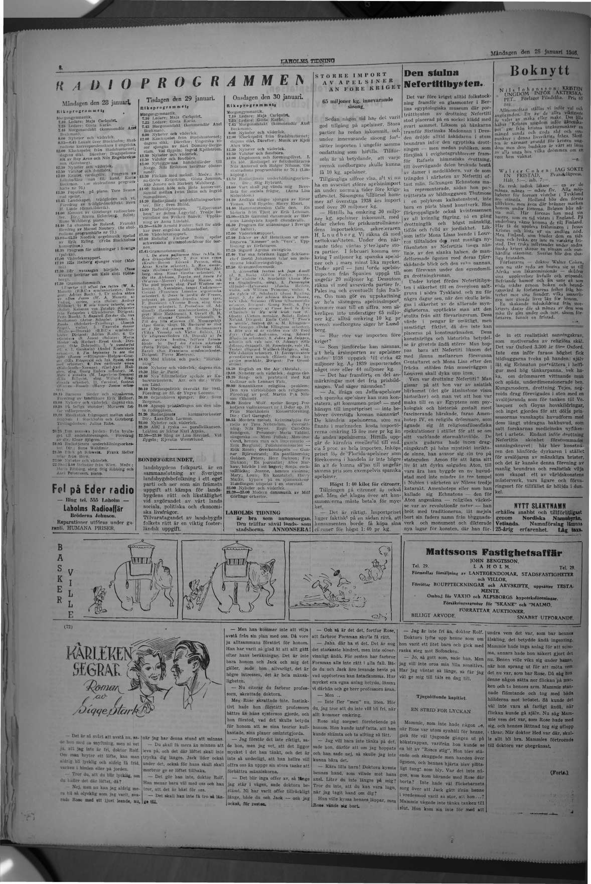 Laholms Tidning Måndag 28 januari 1946, sida 6
