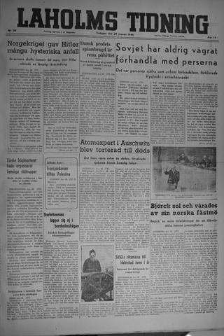 Förstasidan, Tisdag 29 januari 1946