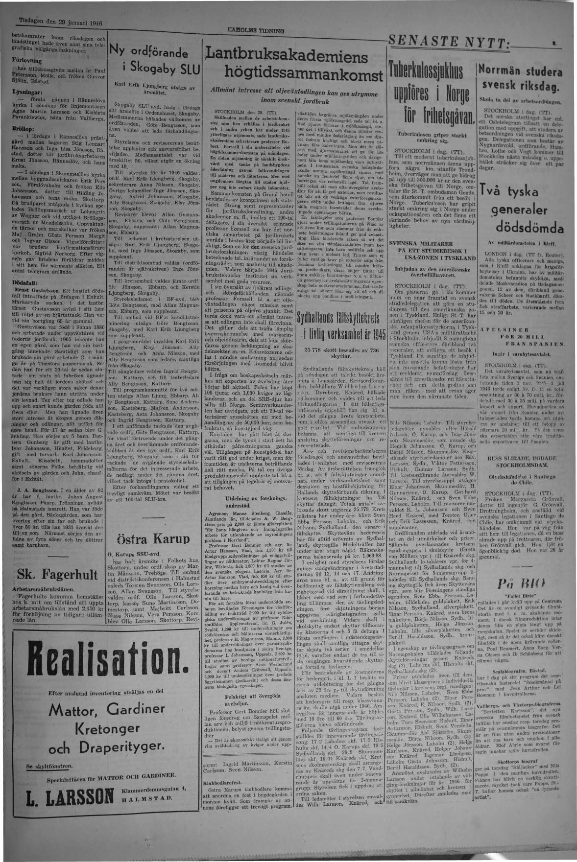 Laholms Tidning Tisdag 29 januari 1946, sida 3