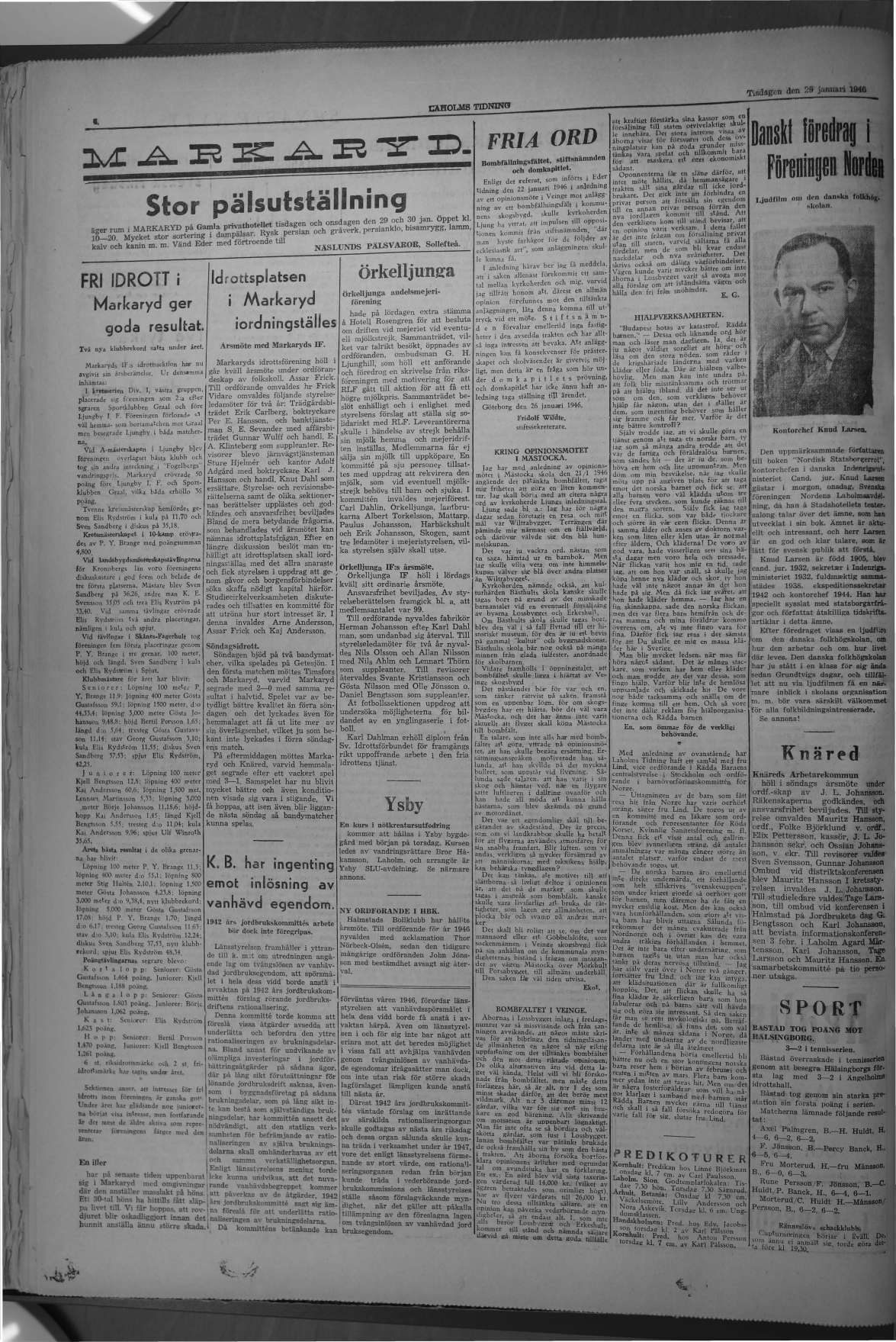 Laholms Tidning Tisdag 29 januari 1946, sida 4