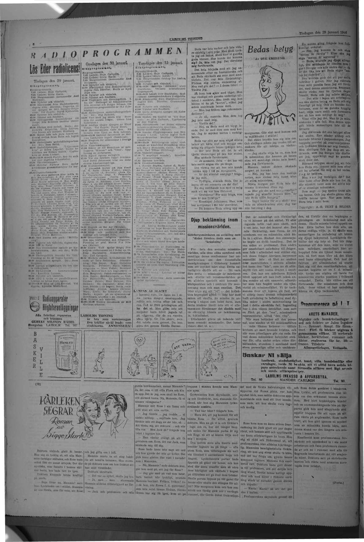 Laholms Tidning Tisdag 29 januari 1946, sida 6