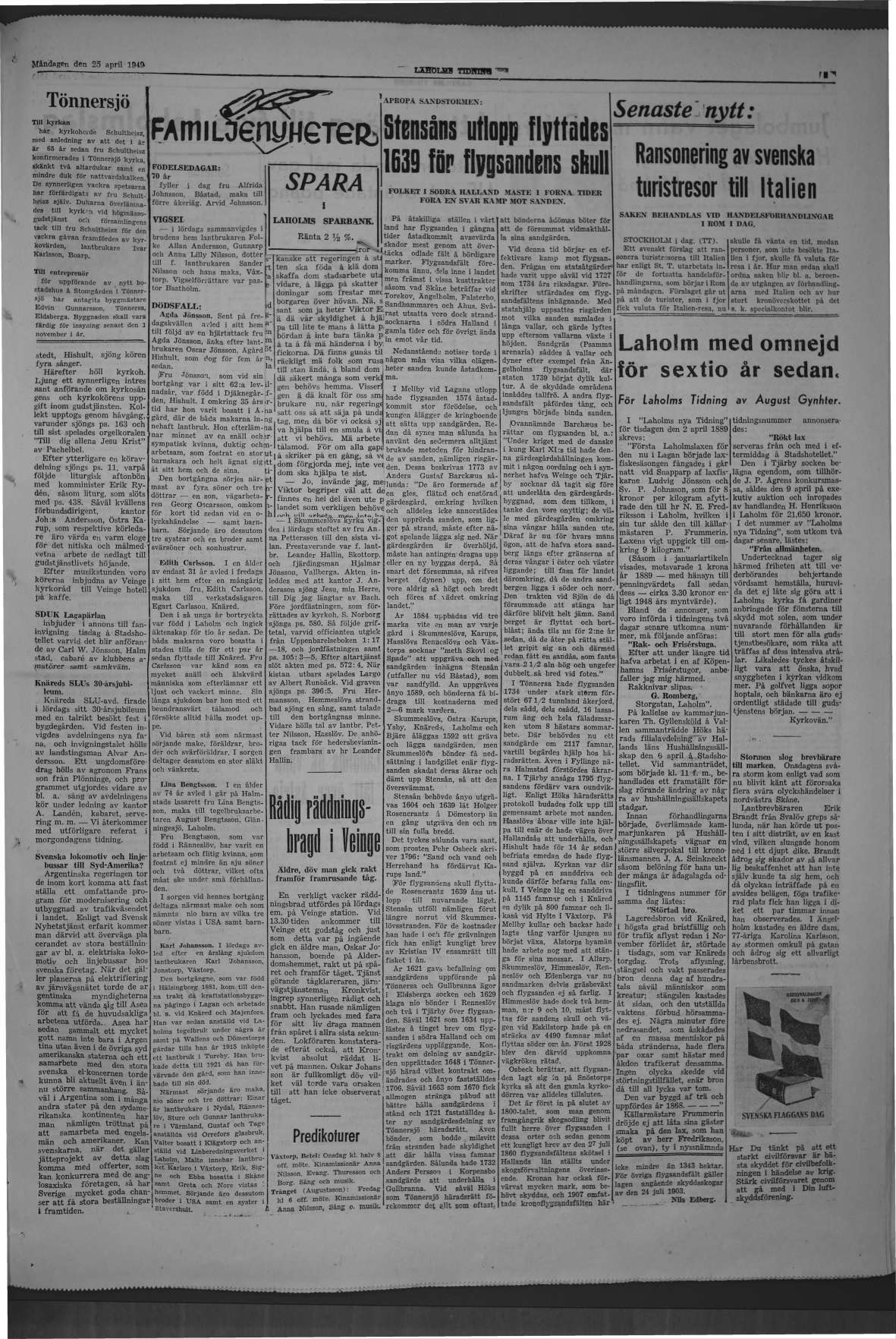 Laholms Tidning Måndag 25 april 1949, sida 3