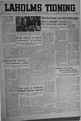 Förstasidan, Lördag 2 februari 1946