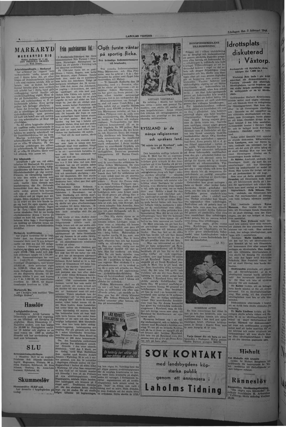 Laholms Tidning Lördag 2 februari 1946, sida 4