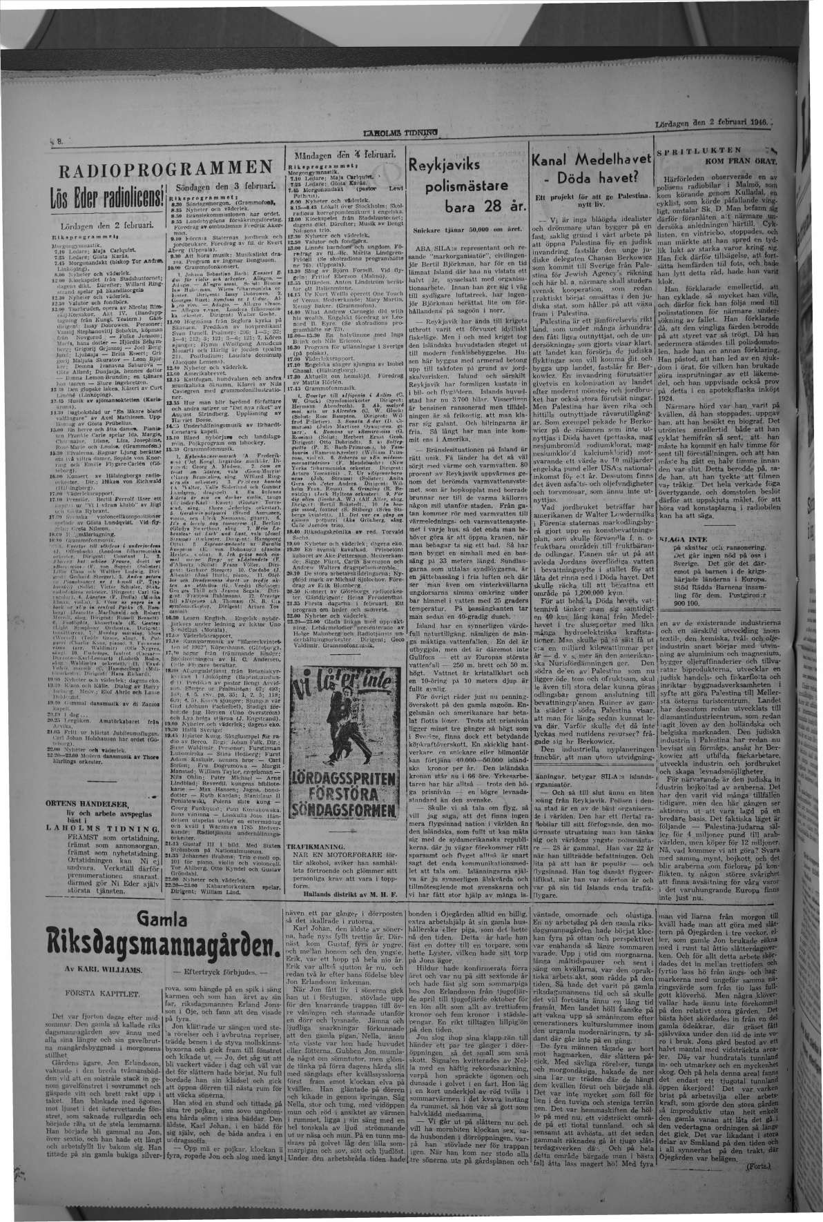 Laholms Tidning Lördag 2 februari 1946, sida 8