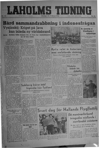 Förstasidan, Måndag 11 februari 1946
