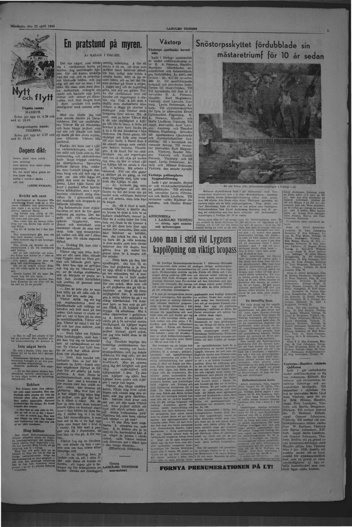 Laholms Tidning Måndag 25 april 1949, sida 5