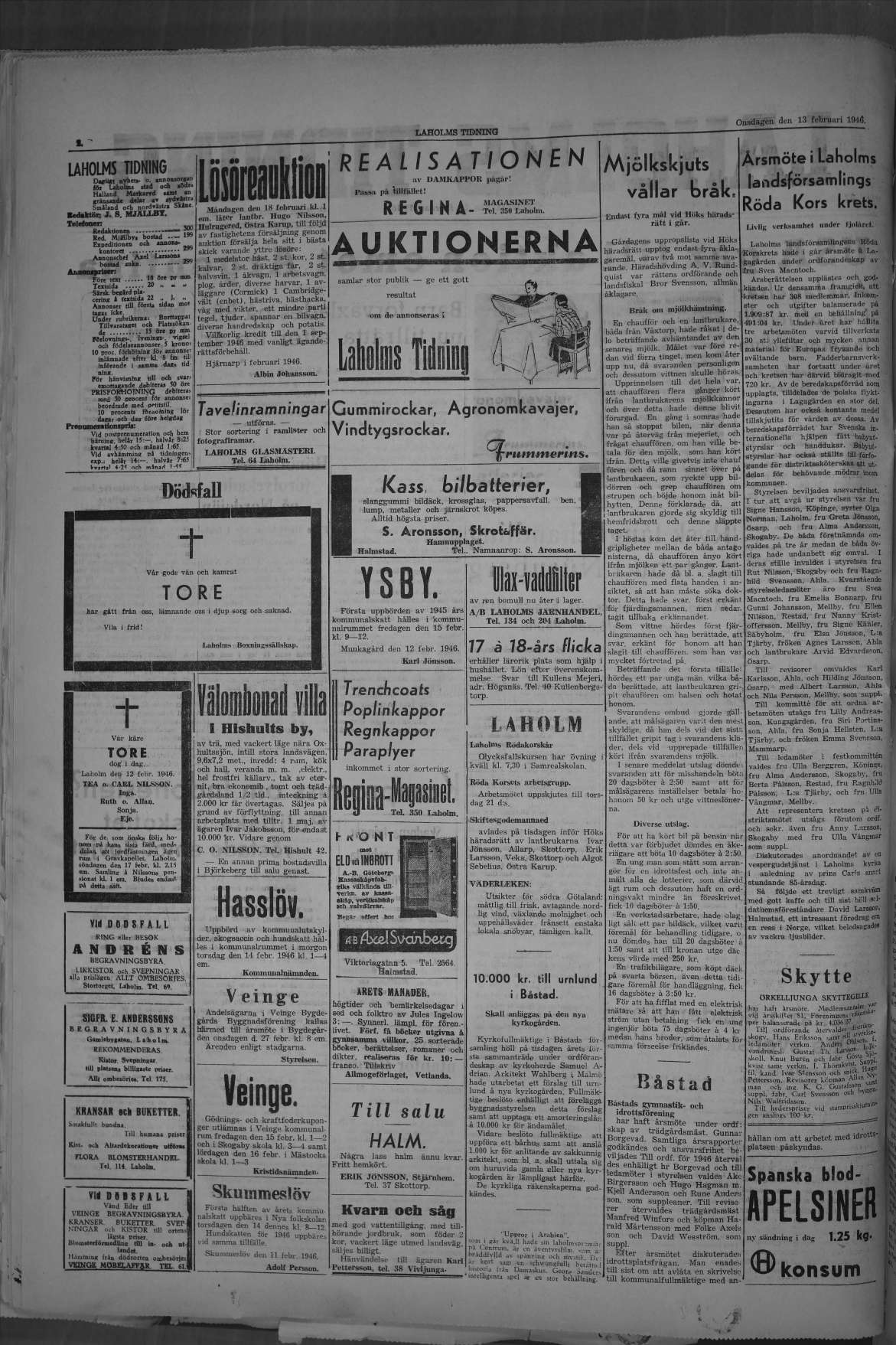 Laholms Tidning Onsdag 13 februari 1946, sida 2
