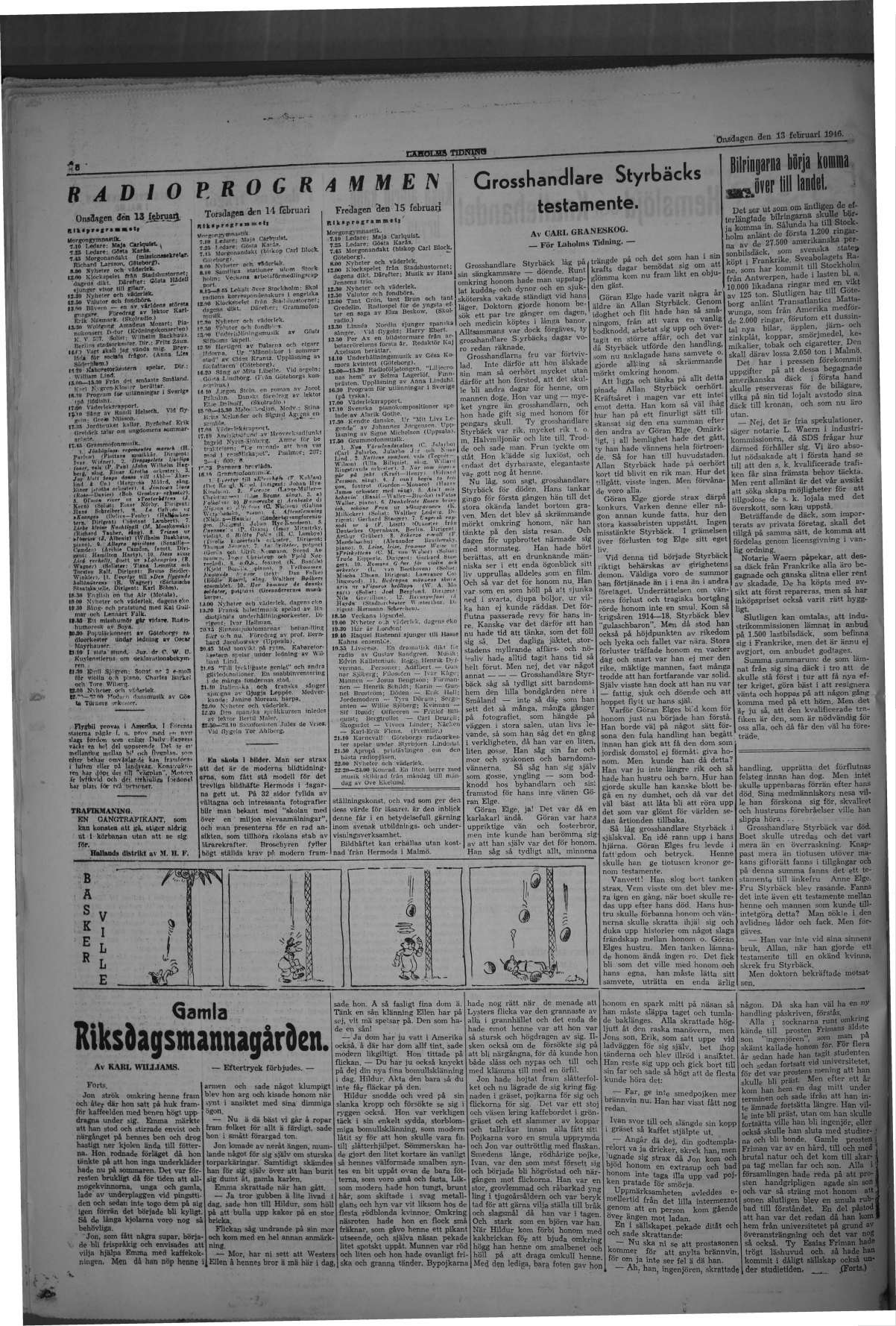 Laholms Tidning Onsdag 13 februari 1946, sida 6