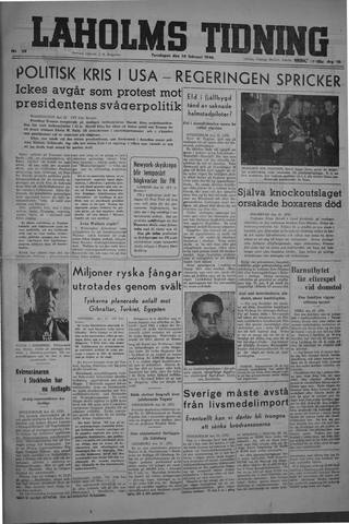 Förstasidan, Torsdag 14 februari 1946