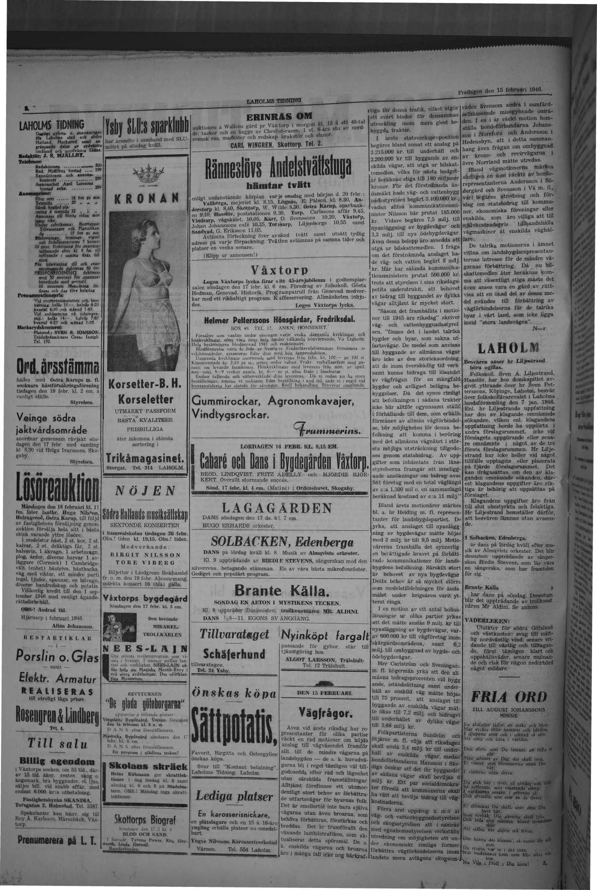 Laholms Tidning Fredag 15 februari 1946, sida 2