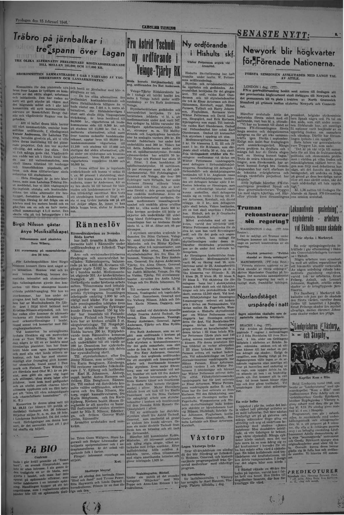 Laholms Tidning Fredag 15 februari 1946, sida 3