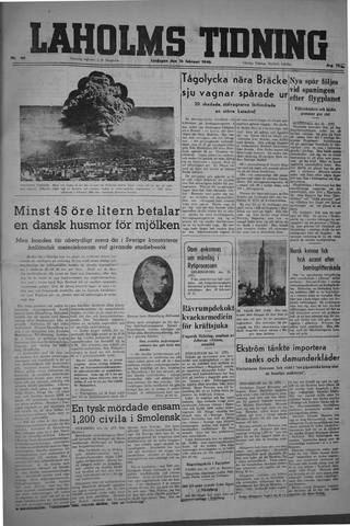 Förstasidan, Lördag 16 februari 1946