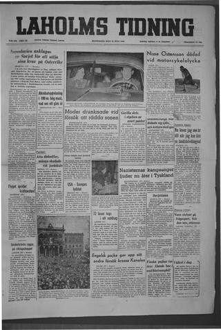 Förstasidan, Måndag 25 juli 1949