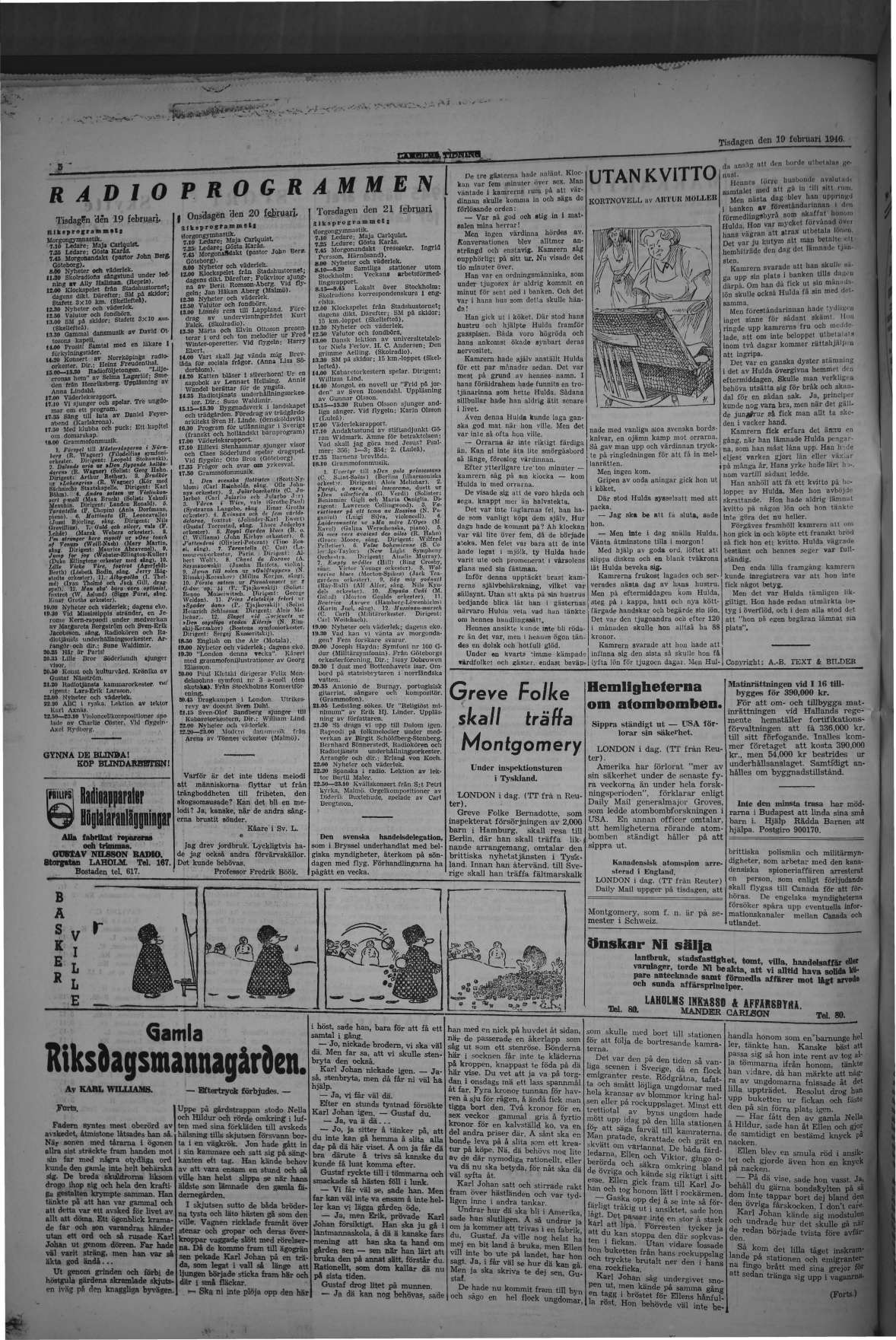 Laholms Tidning Tisdag 19 februari 1946, sida 6