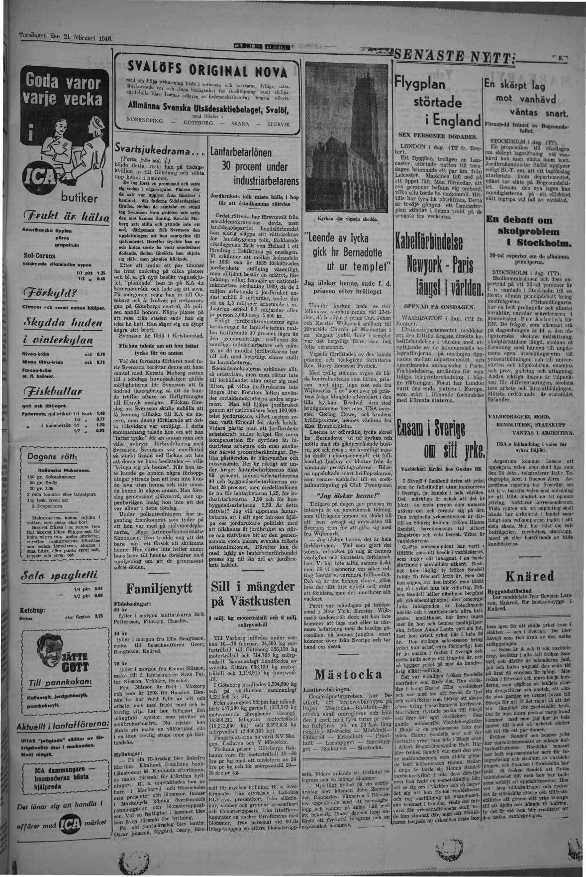 Laholms Tidning Torsdag 21 februari 1946, sida 3