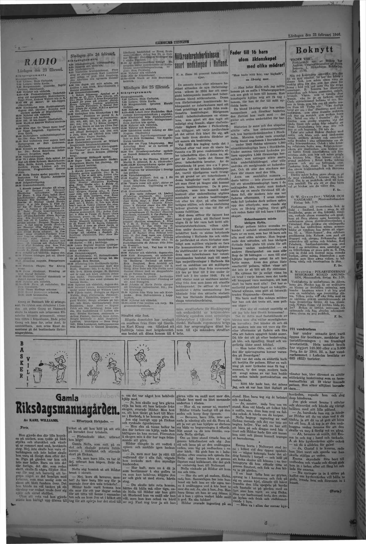 Laholms Tidning Lördag 23 februari 1946, sida 8