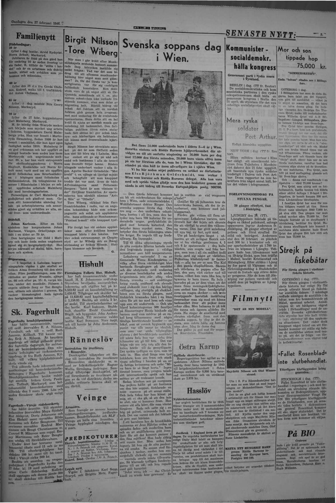 Laholms Tidning Onsdag 27 februari 1946, sida 3