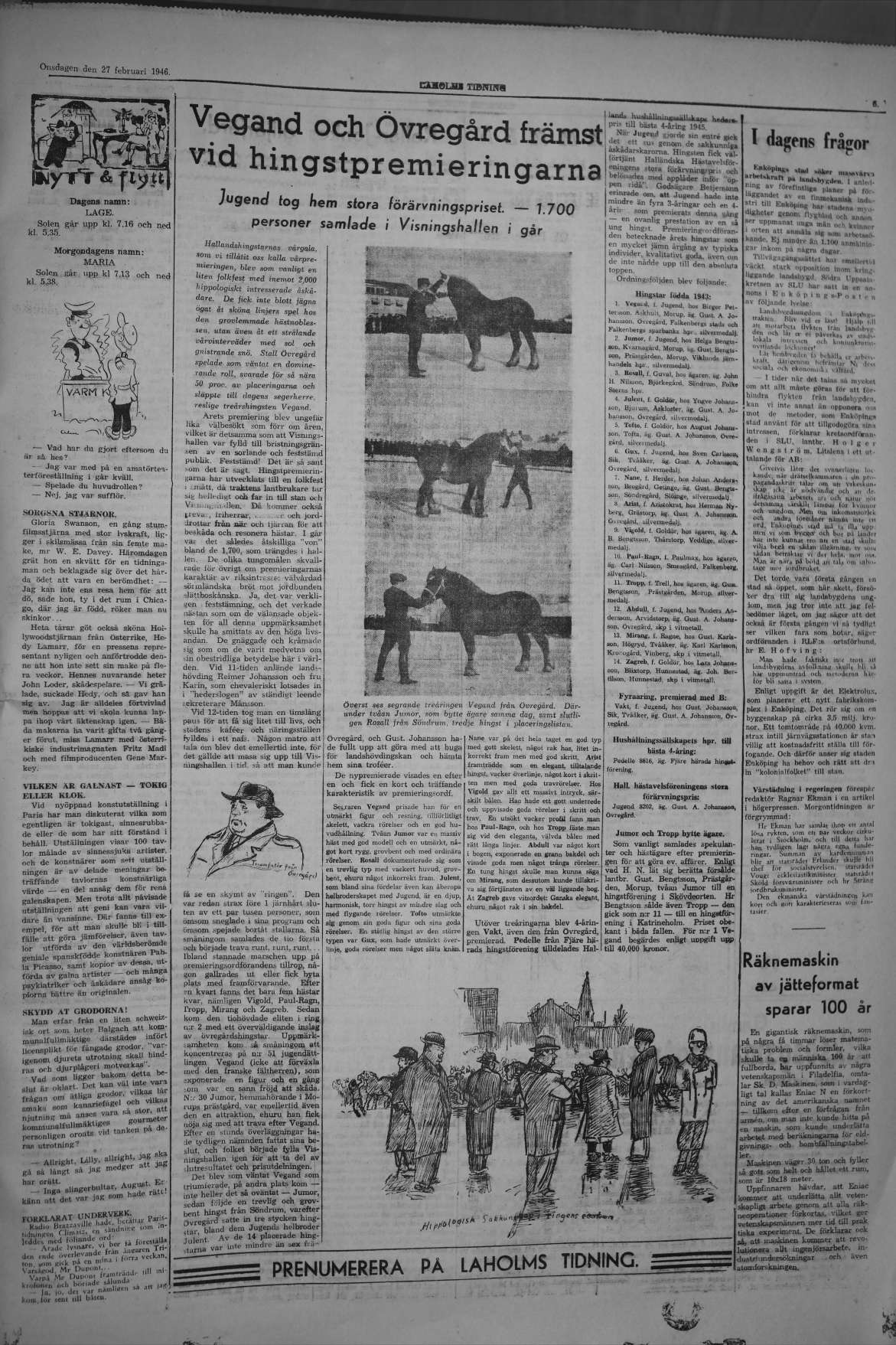 Laholms Tidning Onsdag 27 februari 1946, sida 5