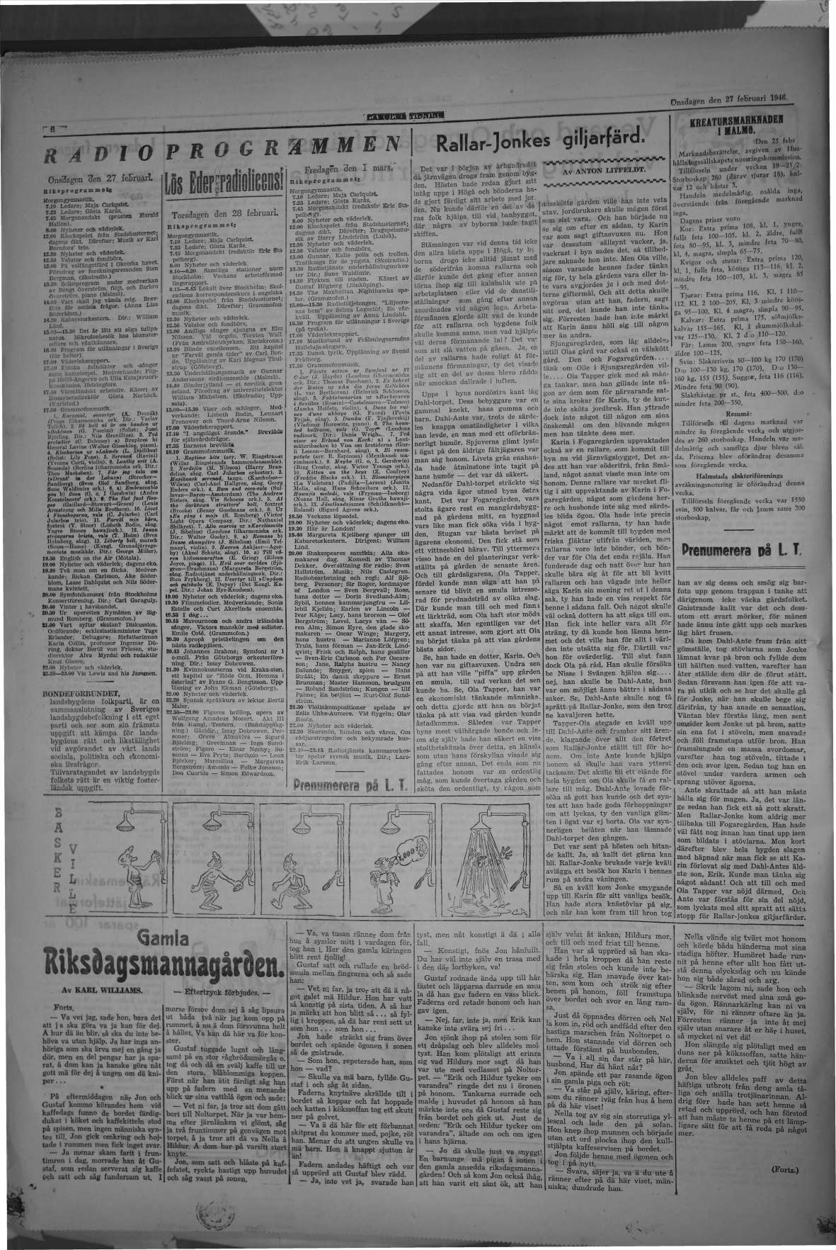 Laholms Tidning Onsdag 27 februari 1946, sida 6
