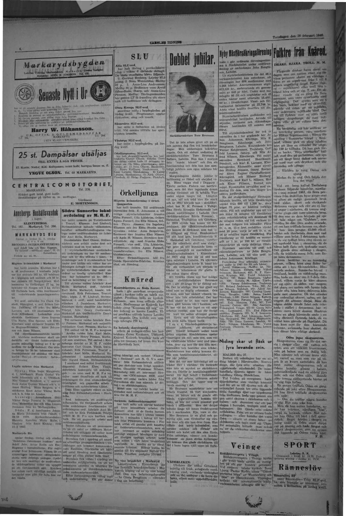 Laholms Tidning Torsdag 28 februari 1946, sida 4