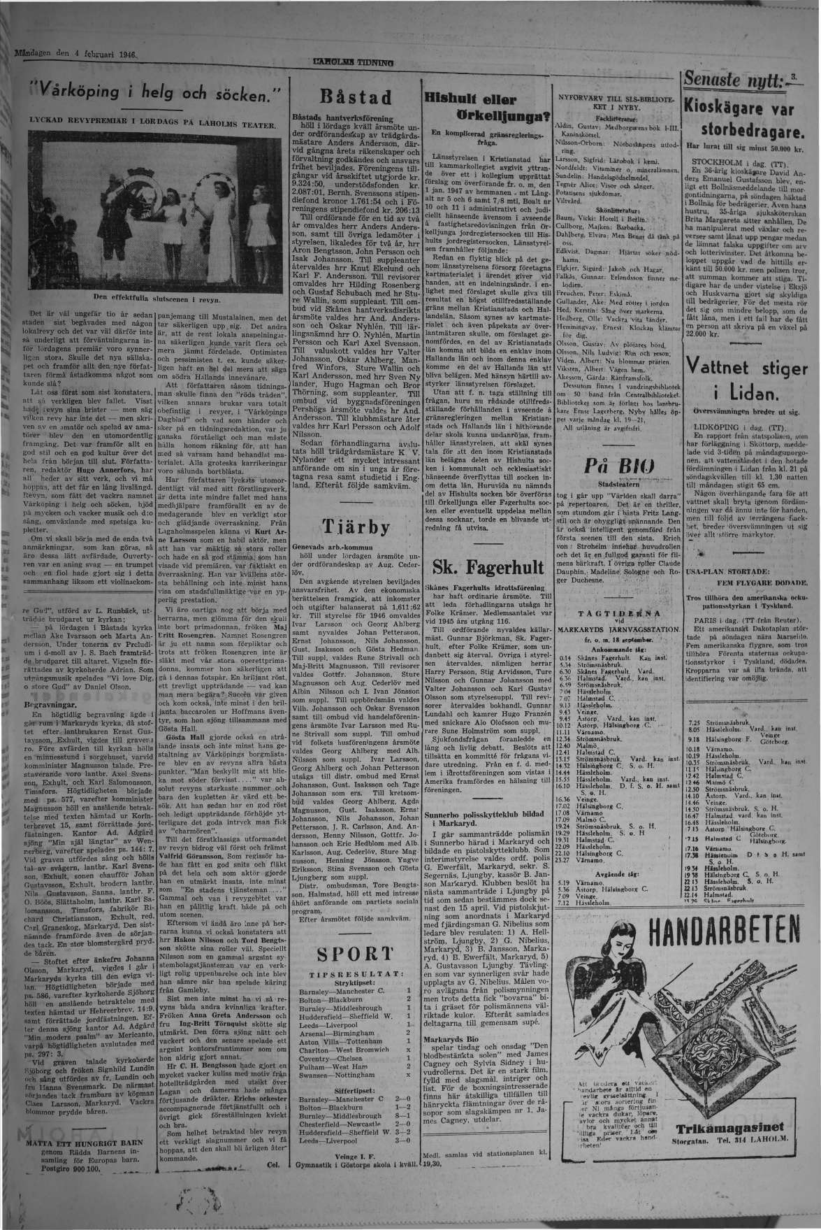 Laholms Tidning Måndag 4 februari 1946, sida 3