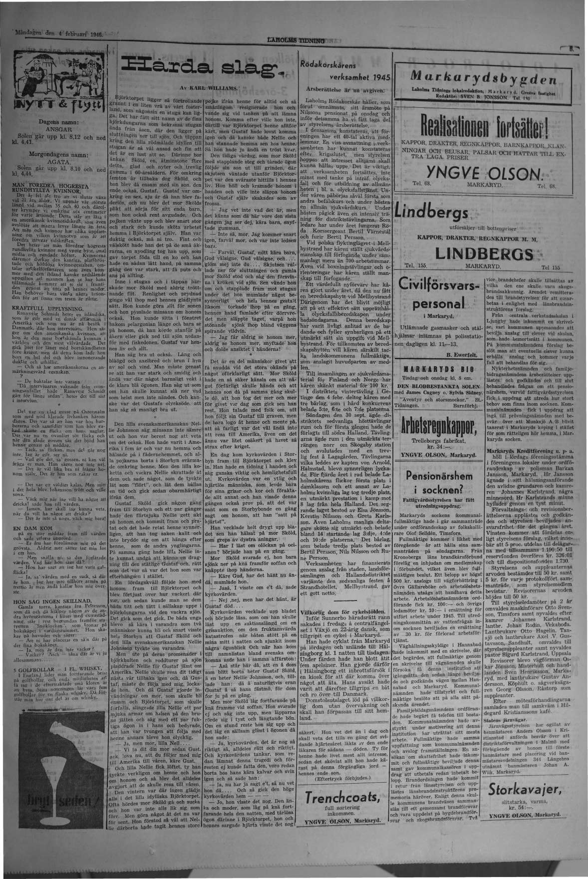 Laholms Tidning Måndag 4 februari 1946, sida 5
