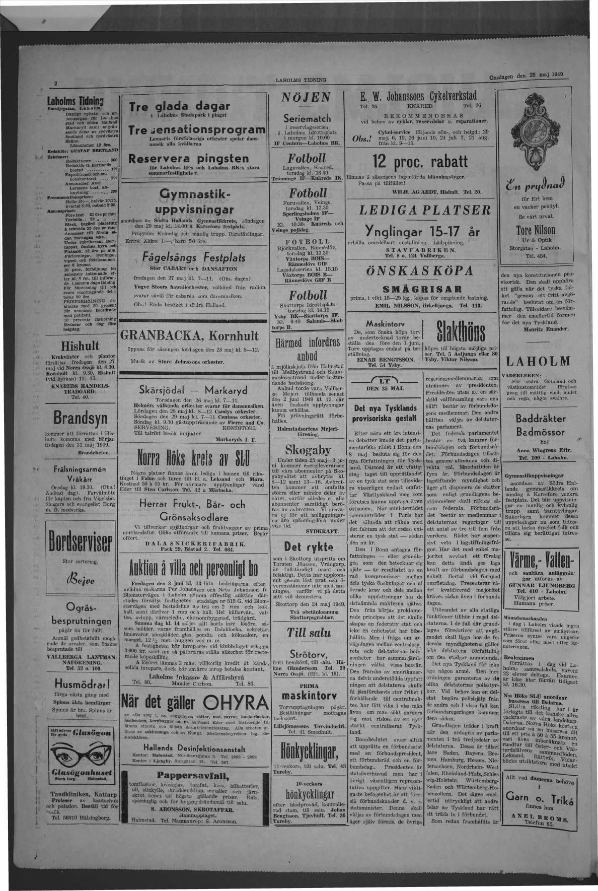 Laholms Tidning Onsdag 25 maj 1949, sida 2