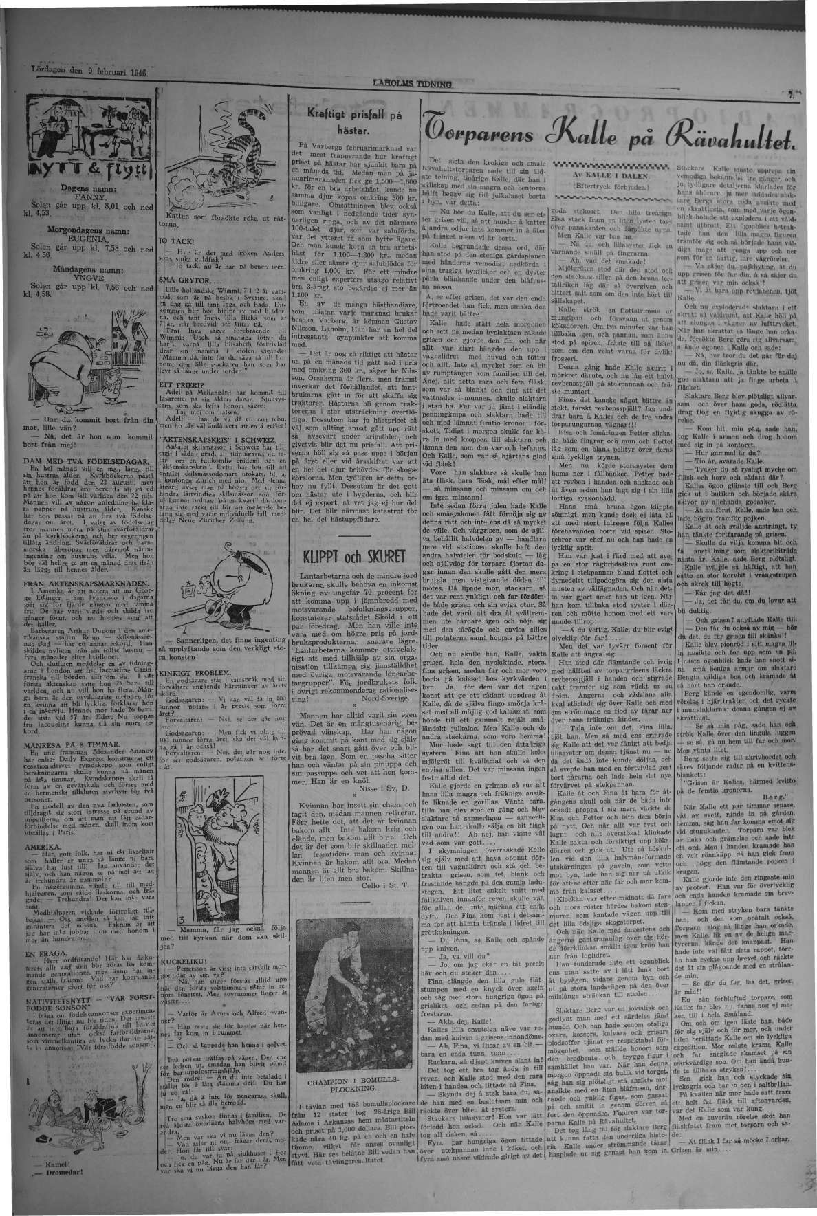 Laholms Tidning Lördag 9 februari 1946, sida 7