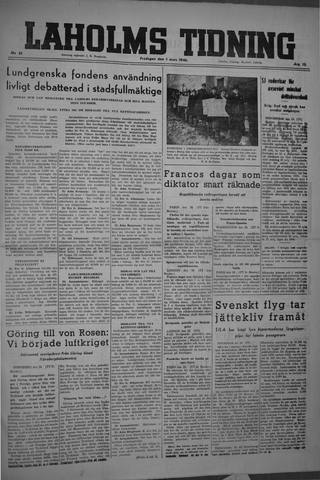 Förstasidan, Fredag 1 mars 1946