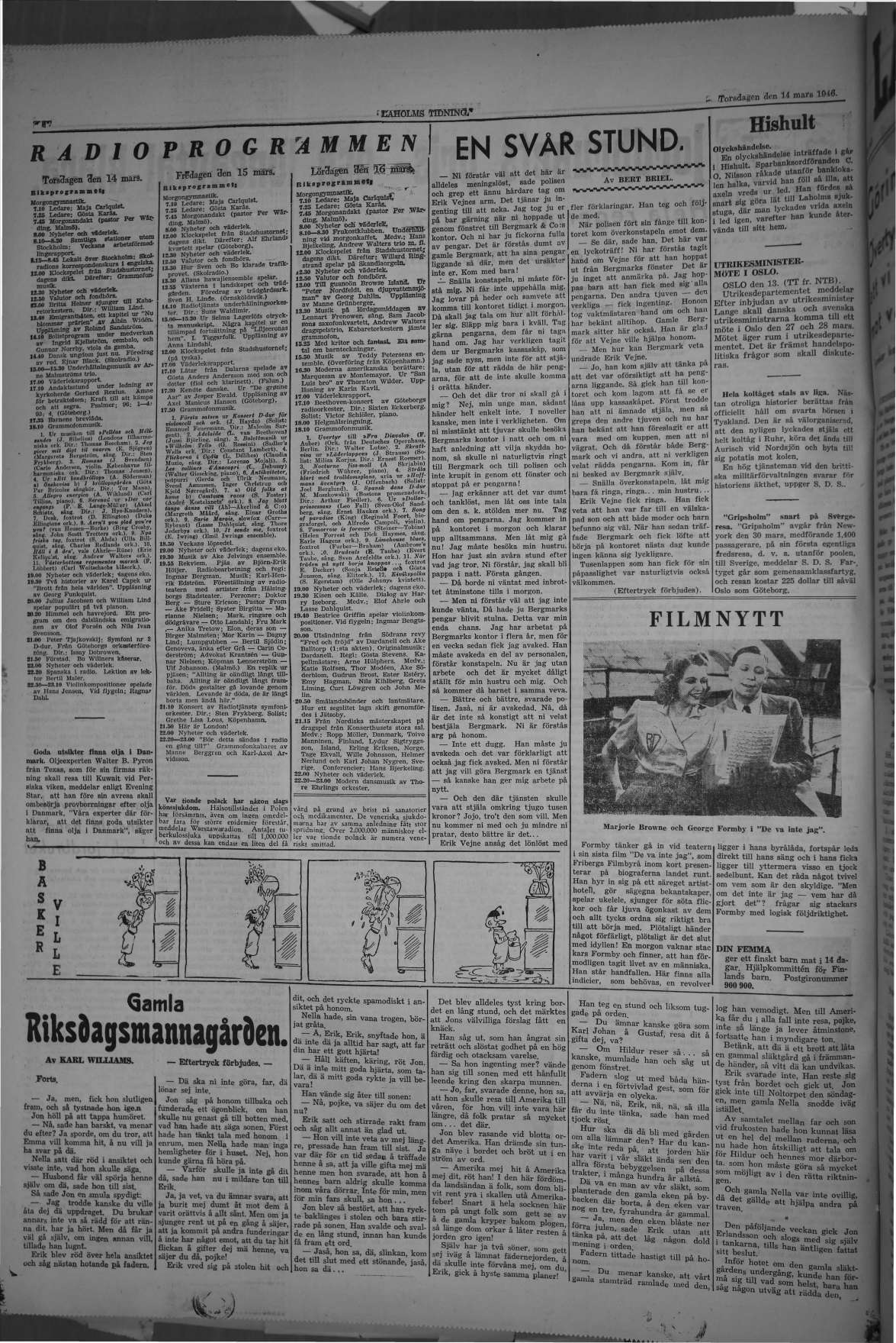 Laholms Tidning Torsdag 14 mars 1946, sida 6