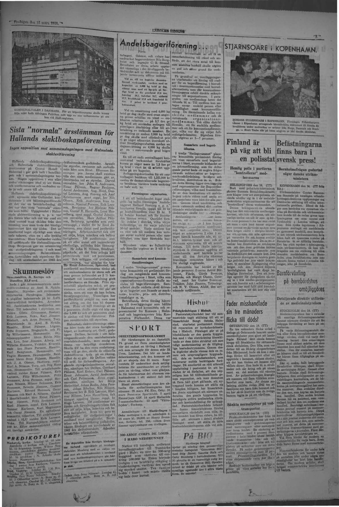 Laholms Tidning Fredag 15 mars 1946, sida 5