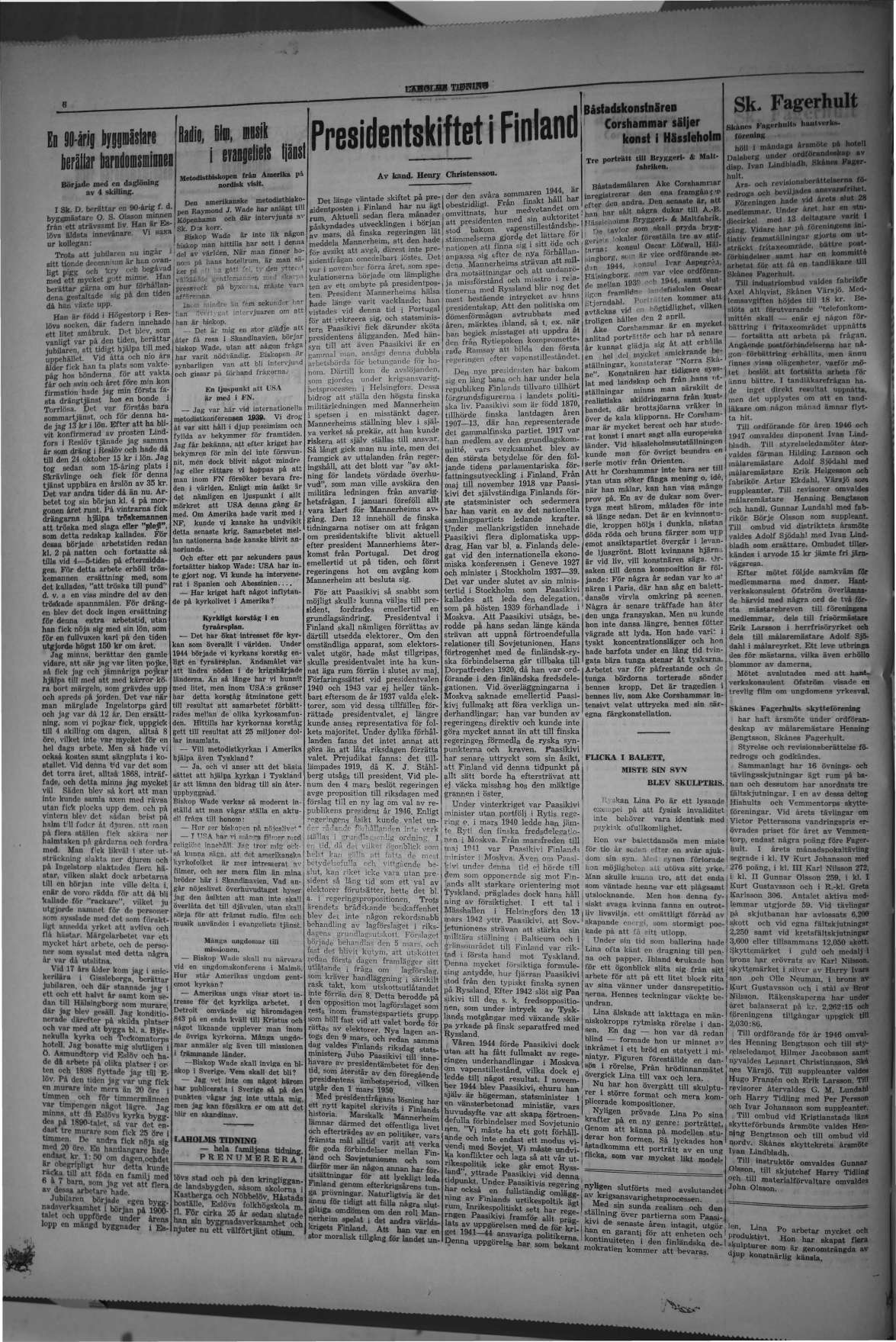 Laholms Tidning Fredag 15 mars 1946, sida 6