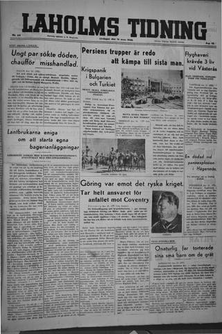 Förstasidan, Lördag 16 mars 1946