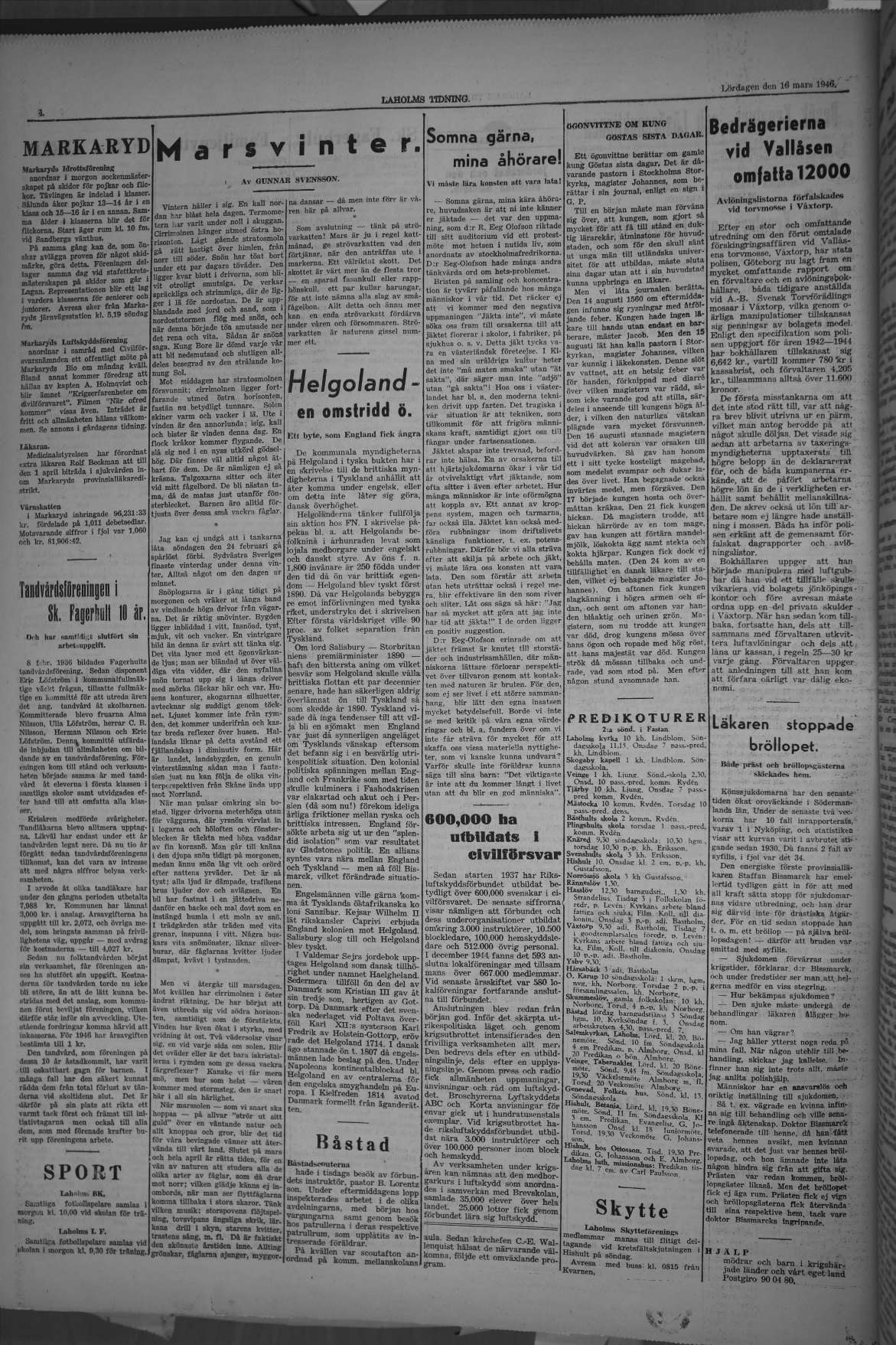 Laholms Tidning Lördag 16 mars 1946, sida 4