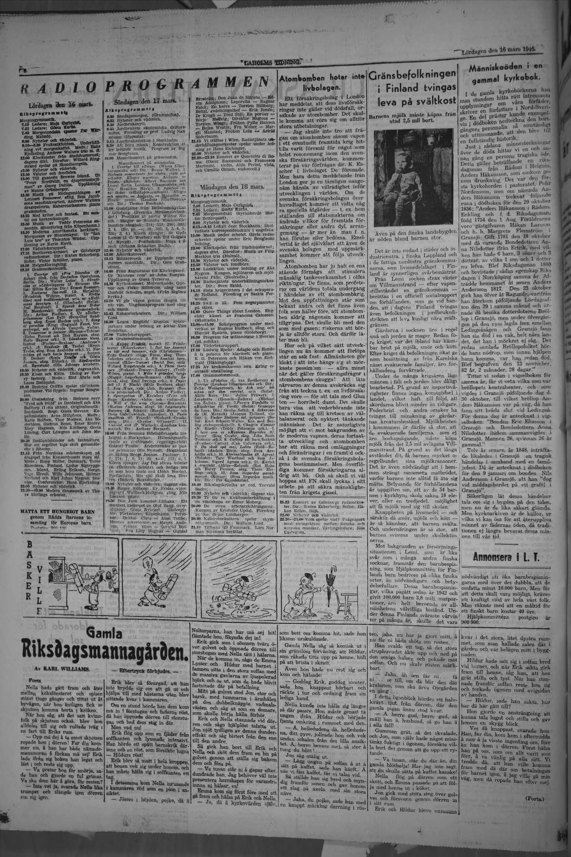 Laholms Tidning Lördag 16 mars 1946, sida 8