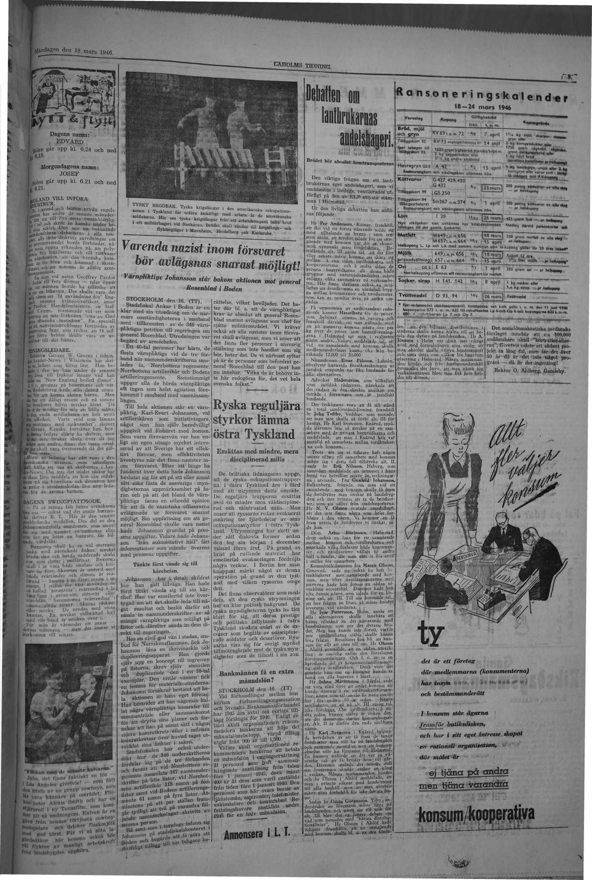 Laholms Tidning Måndag 18 mars 1946, sida 5