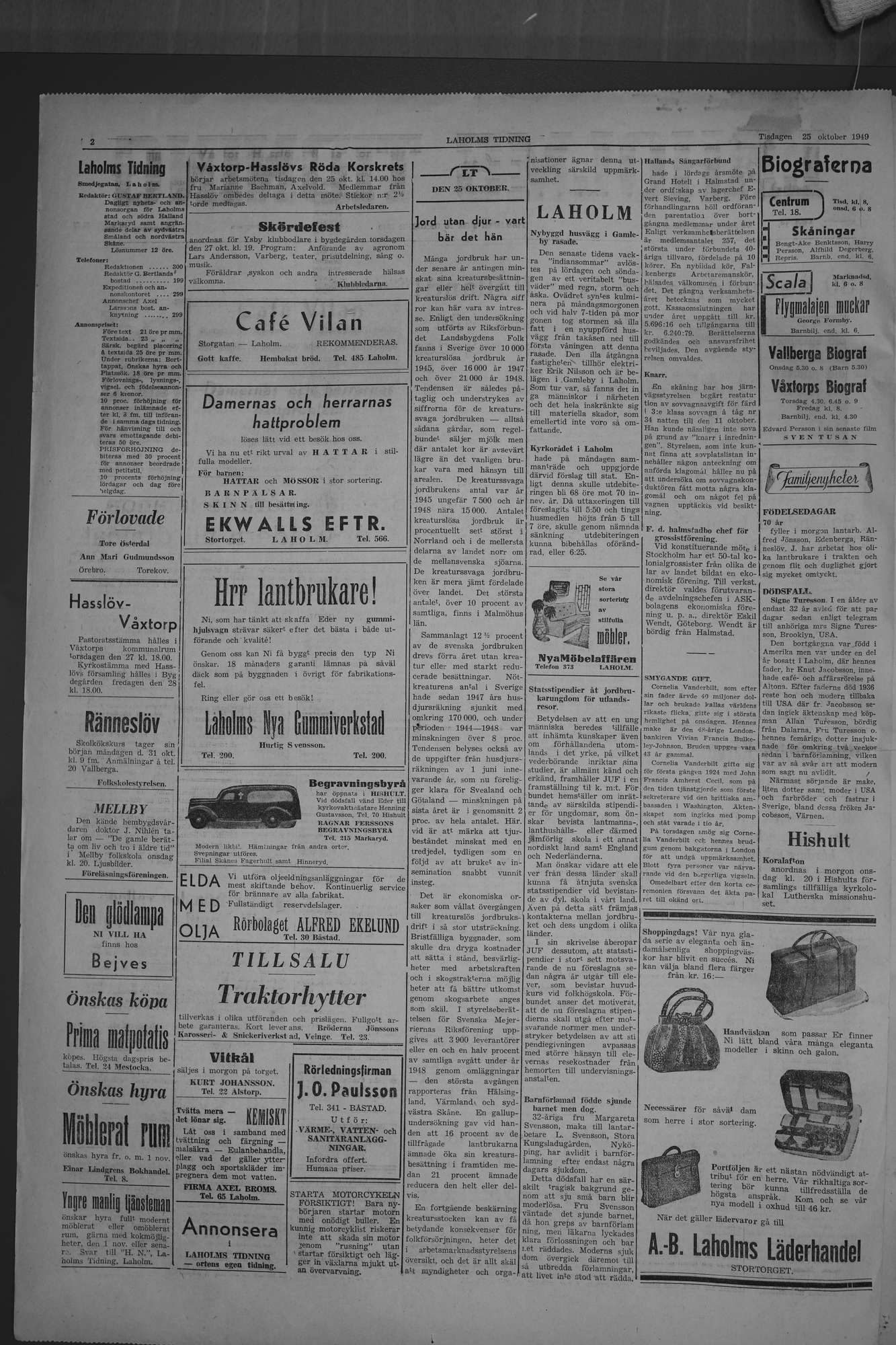 Laholms Tidning Tisdag 25 oktober 1949, sida 2
