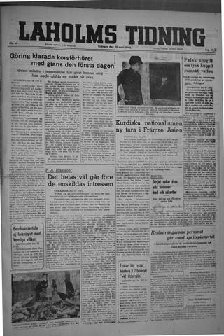 Förstasidan, Tisdag 19 mars 1946
