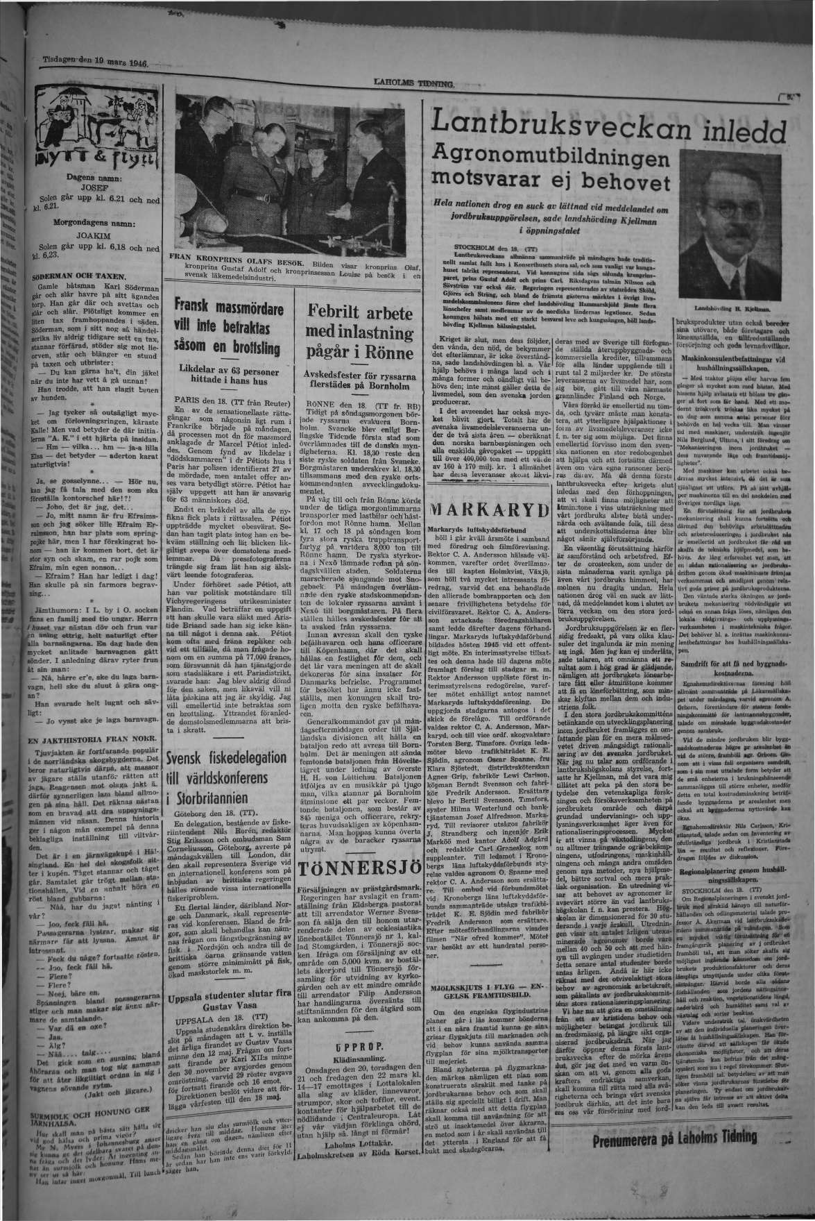 Laholms Tidning Tisdag 19 mars 1946, sida 5
