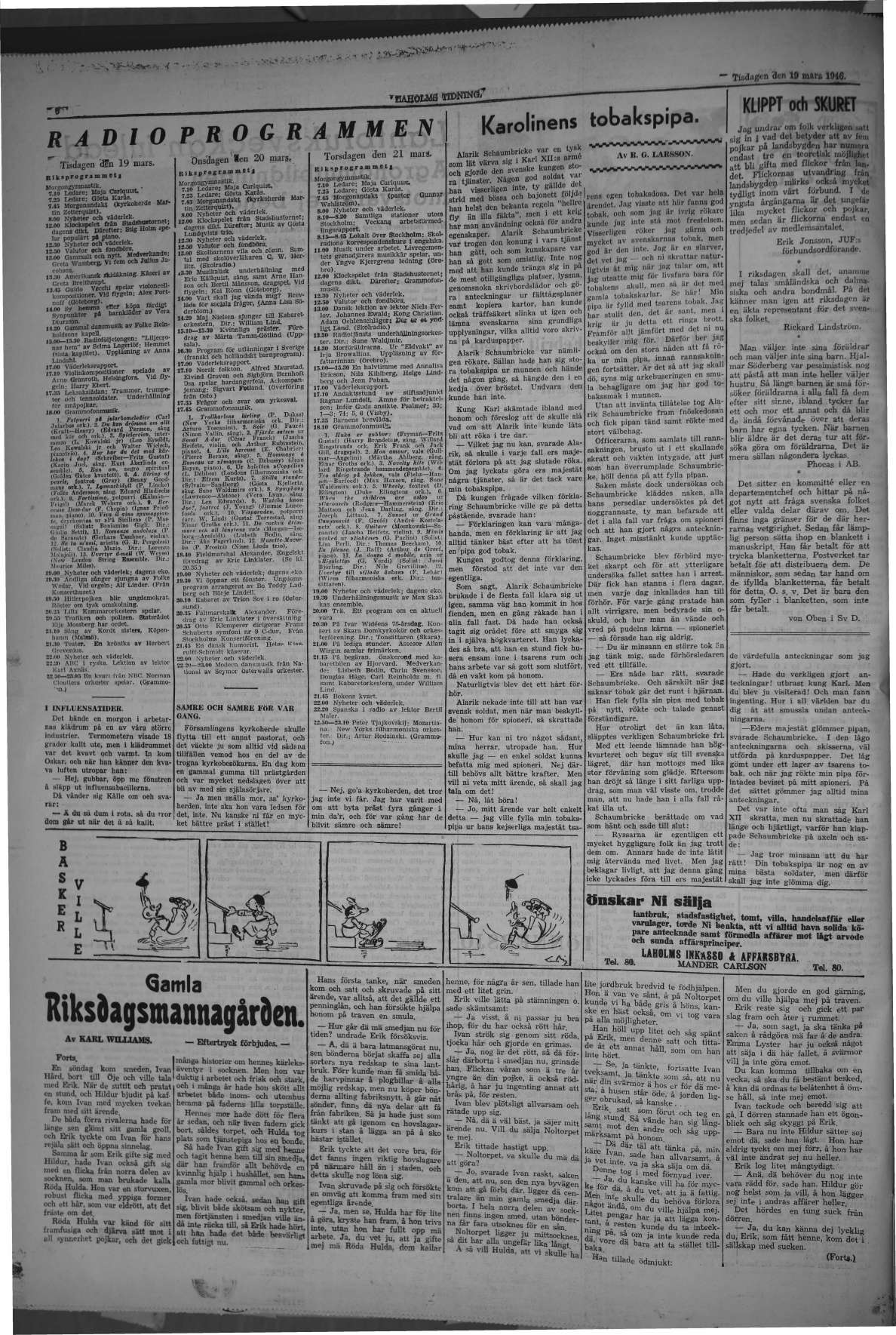 Laholms Tidning Tisdag 19 mars 1946, sida 6